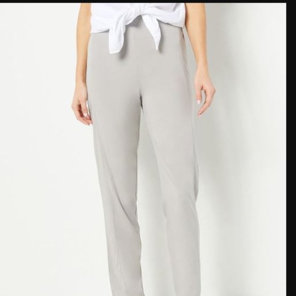 Truth + Style Full Length Straight Leg Woven Pants Grey 2X